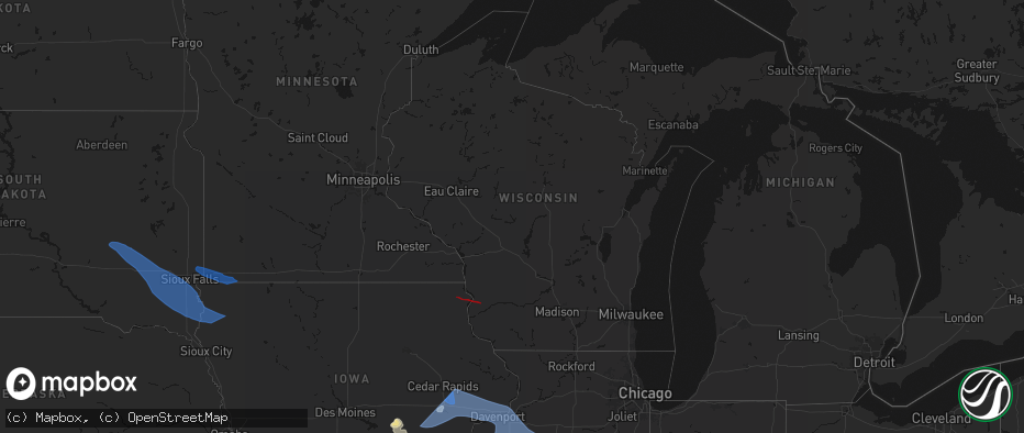 Hail map in Wisconsin on June 17, 2026
