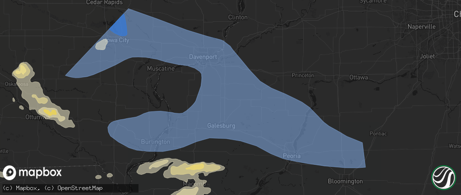 Hail map in Woodhull, IL on June 17, 2026