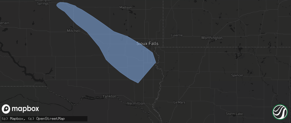 Hail map in Worthing, SD on June 17, 2026