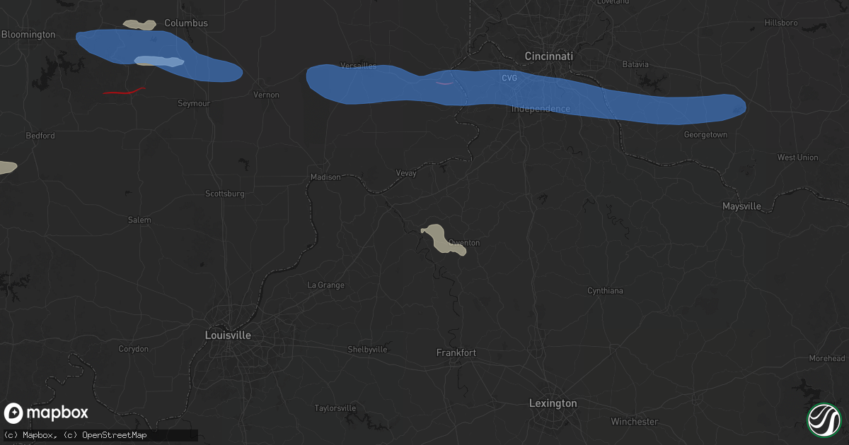 Hail map in Worthville, KY on June 17, 2026