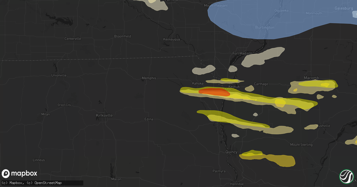 Hail map in Wyaconda, MO on June 17, 2026