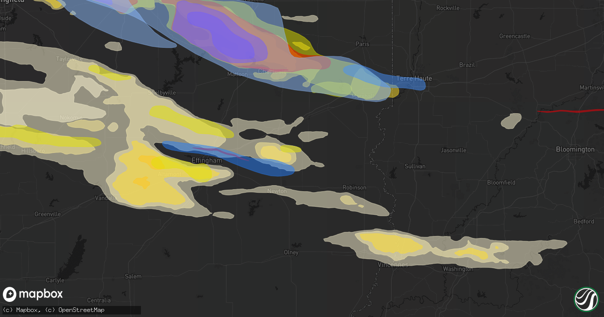 Hail map in Yale, IL on June 17, 2026