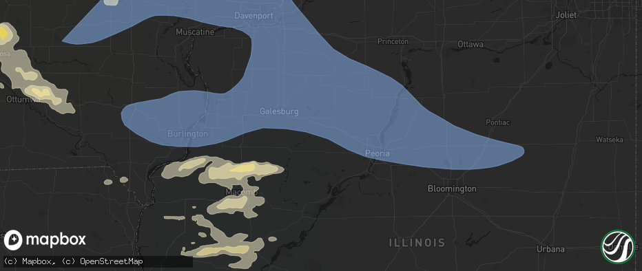 Hail map in Yates City, IL on June 17, 2026