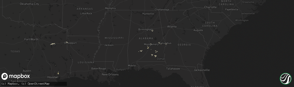 Hail map in Alabama on June 18, 2013