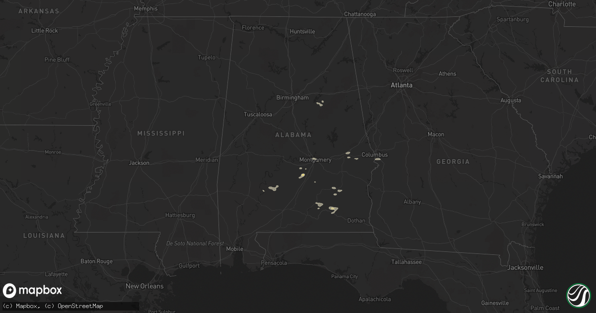 Hail map in Alabama on June 18, 2013