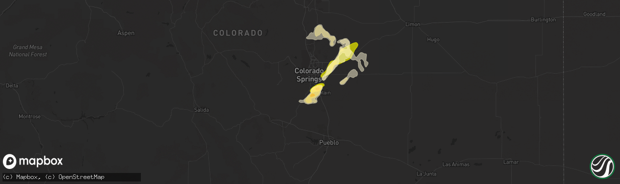 Hail map in Colorado Springs, CO on June 18, 2013