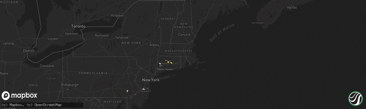 Hail map in Connecticut on June 18, 2013