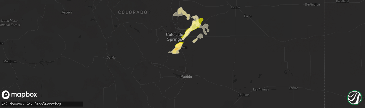 Hail map in Fountain, CO on June 18, 2013