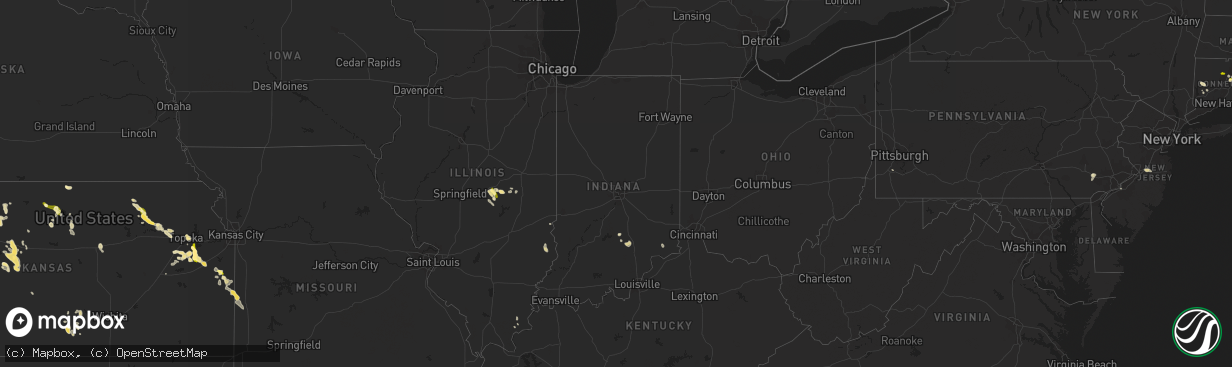 Hail map in Indiana on June 18, 2013