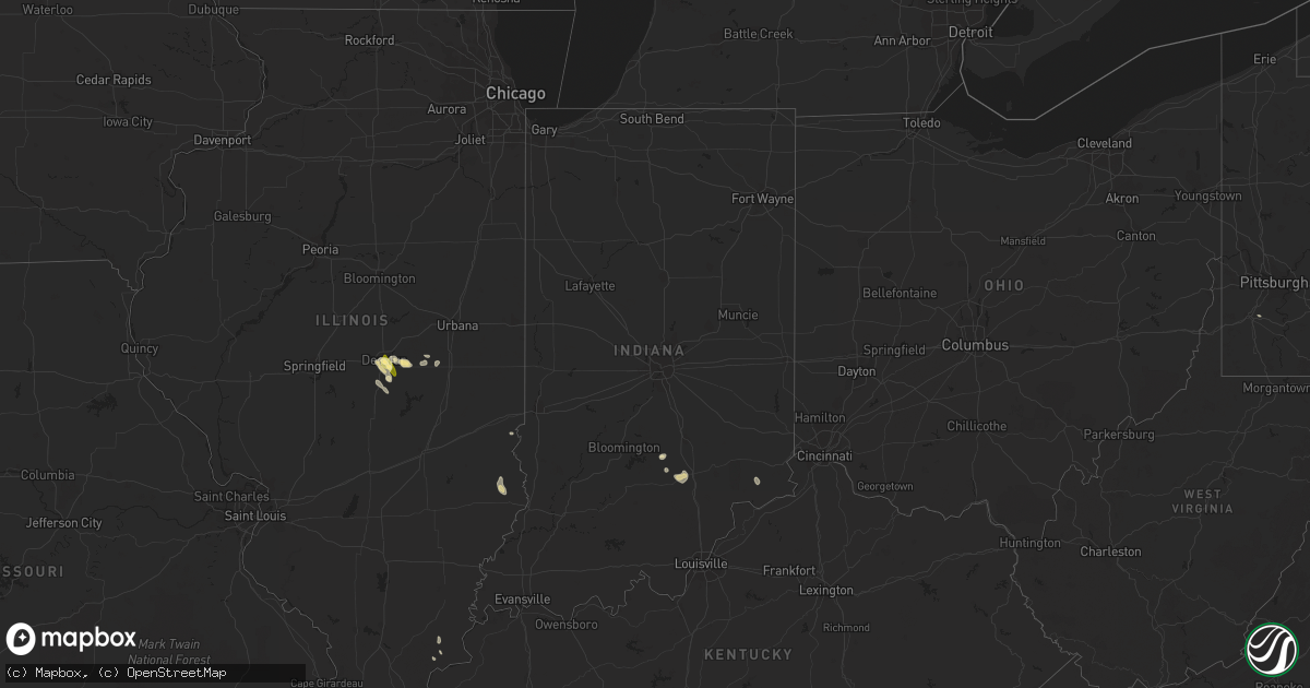 Hail map in Indiana on June 18, 2013