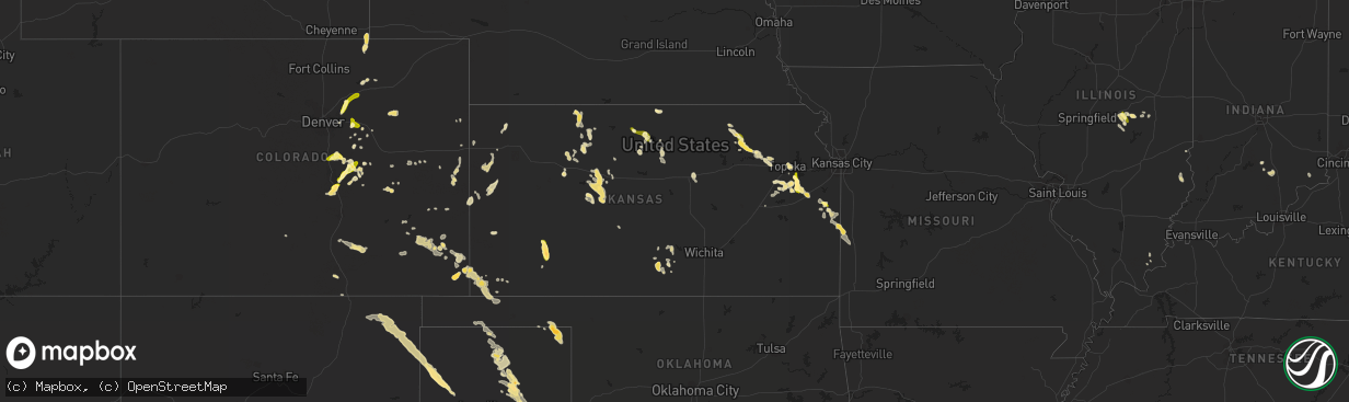 Hail map in Kansas on June 18, 2013