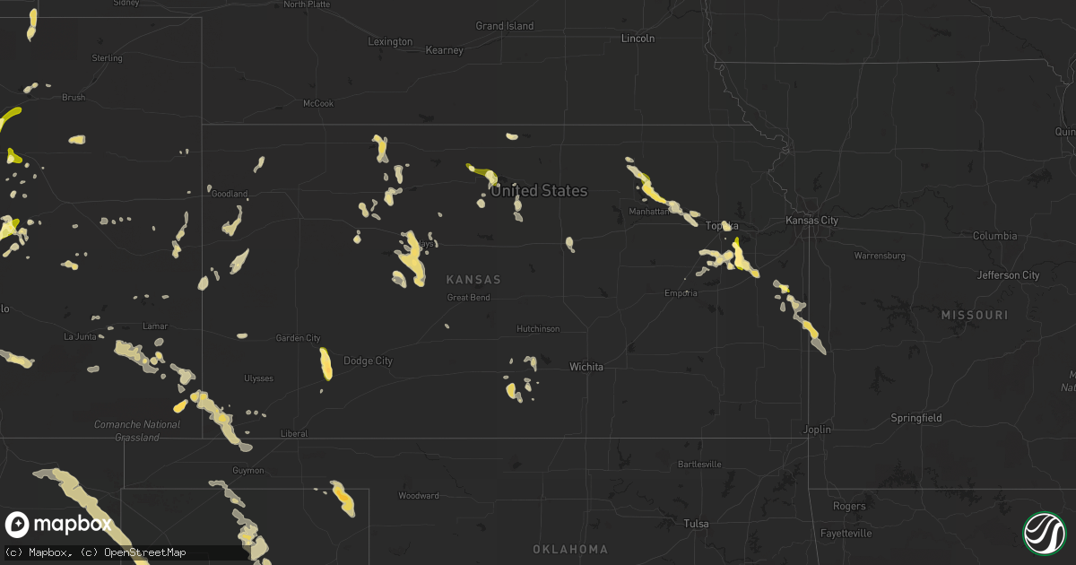 Hail map in Kansas on June 18, 2013