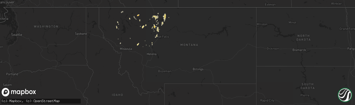 Hail map in Montana on June 18, 2013