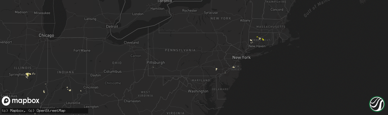 Hail map in Pennsylvania on June 18, 2013