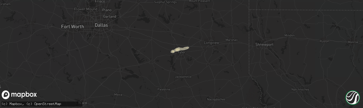 Hail map in Tyler, TX on June 18, 2013