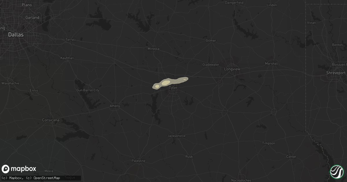 Hail map in Tyler, TX on June 18, 2013