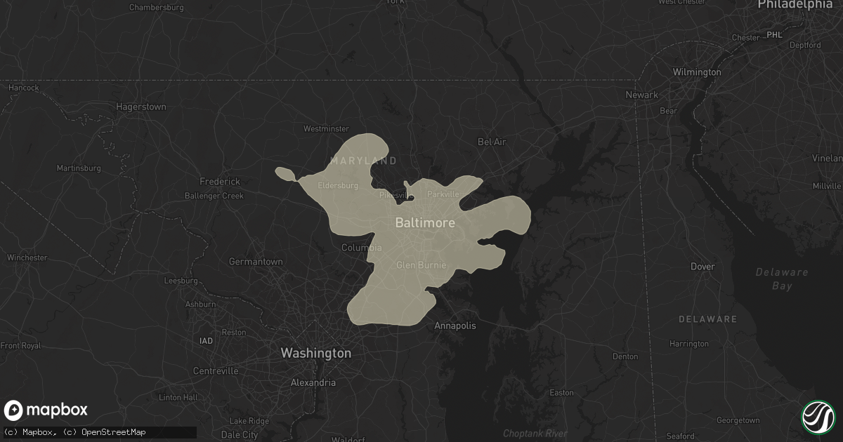 Hail map in Baltimore, MD on June 18, 2014