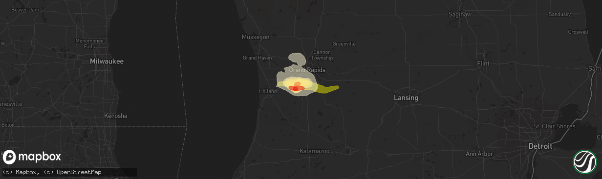 Hail map in Byron Center, MI on June 18, 2014