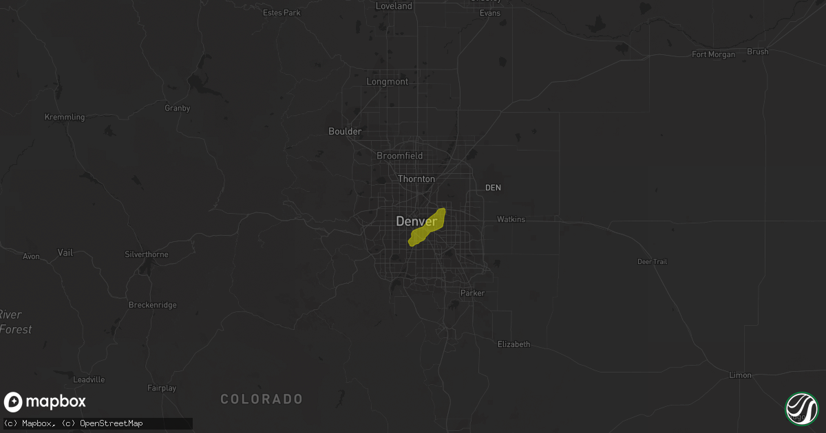 Hail map in Denver, CO on June 18, 2014