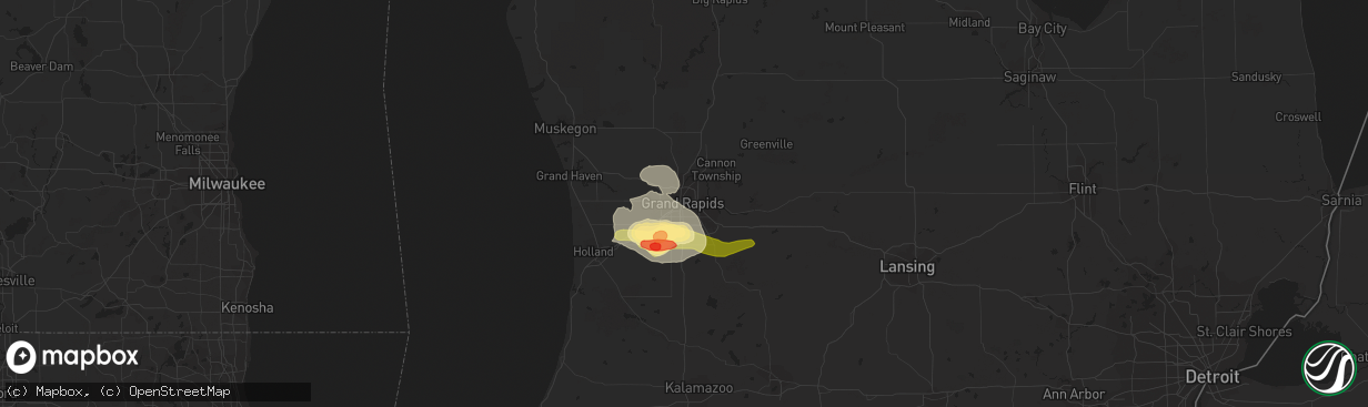 Hail map in Grand Rapids, MI on June 18, 2014