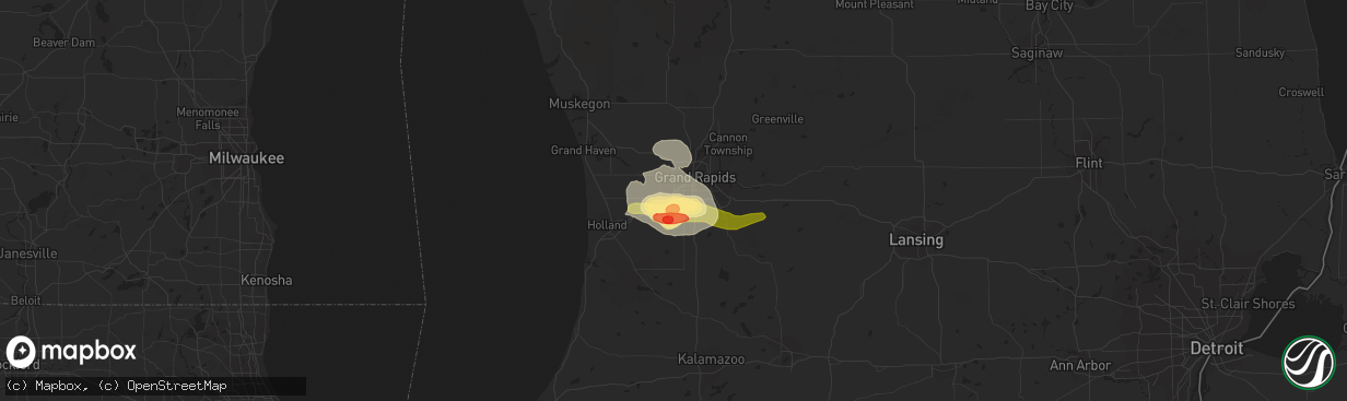 Hail map in Grandville, MI on June 18, 2014