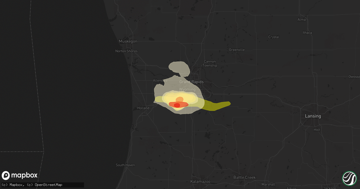 Hail map in Grandville, MI on June 18, 2014