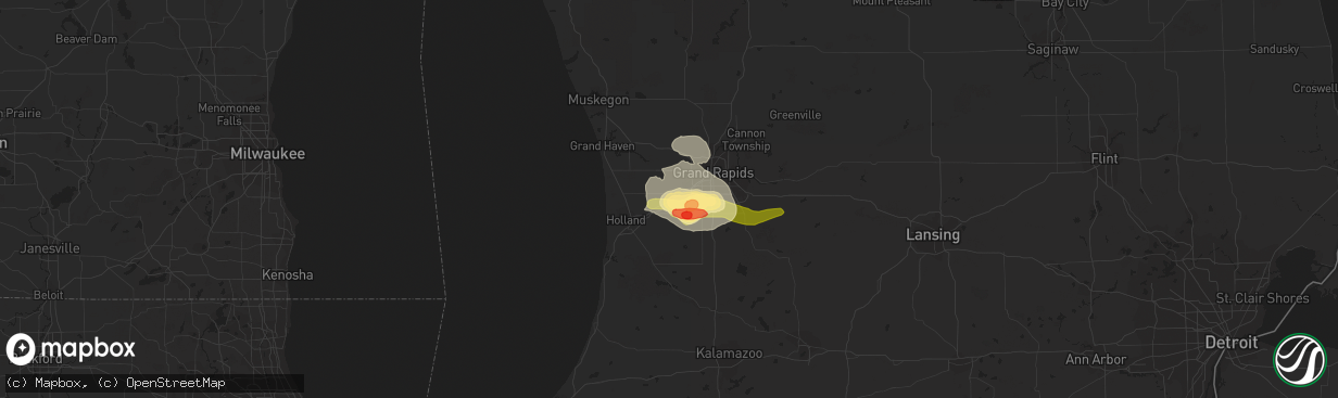 Hail map in Hudsonville, MI on June 18, 2014