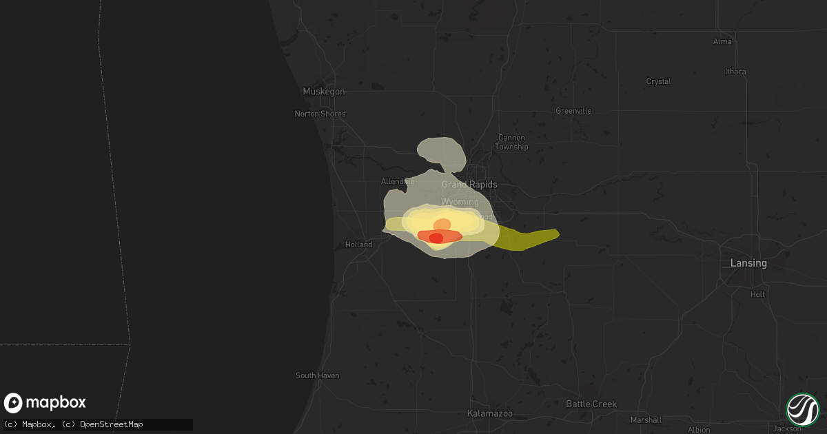 Hail map in Hudsonville, MI on June 18, 2014