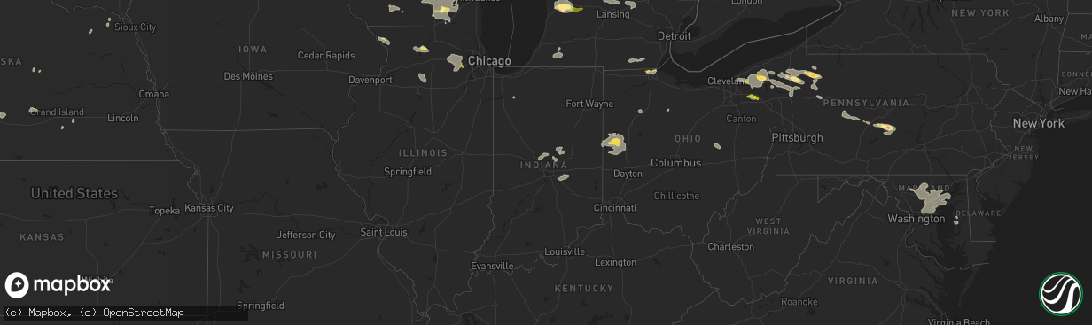 Hail map in Indiana on June 18, 2014