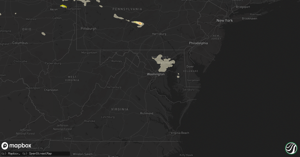 Hail map in Maryland on June 18, 2014