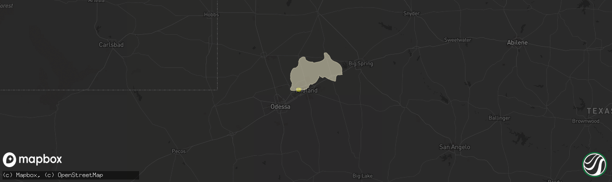 Hail map in Midland, TX on June 18, 2014