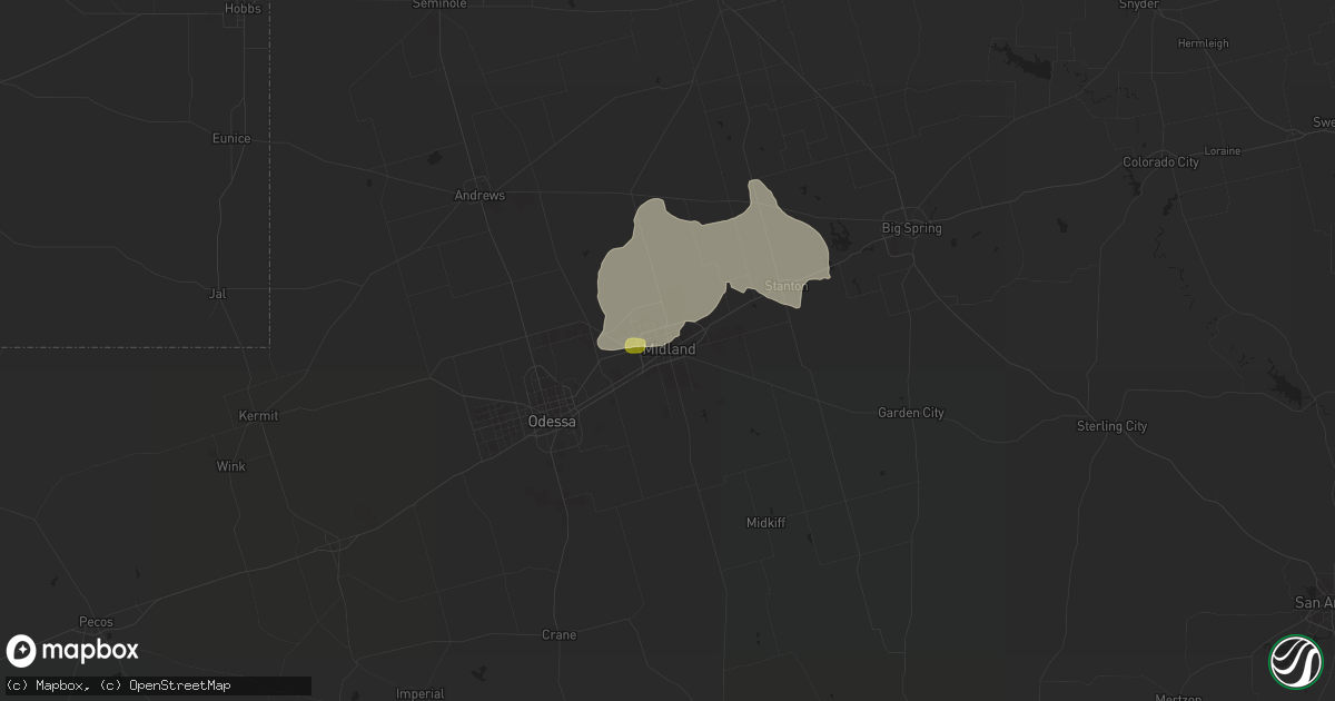 Hail map in Midland, TX on June 18, 2014