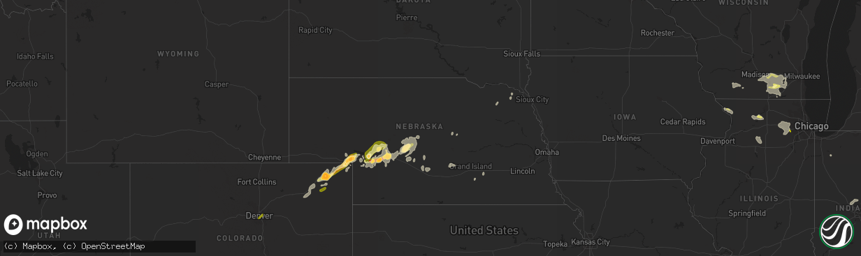 Hail map in Nebraska on June 18, 2014