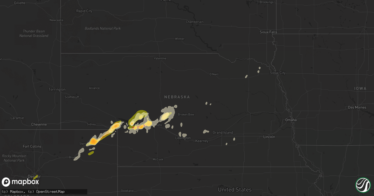 Hail map in Nebraska on June 18, 2014