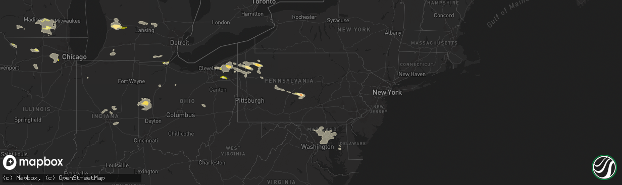 Hail map in Pennsylvania on June 18, 2014