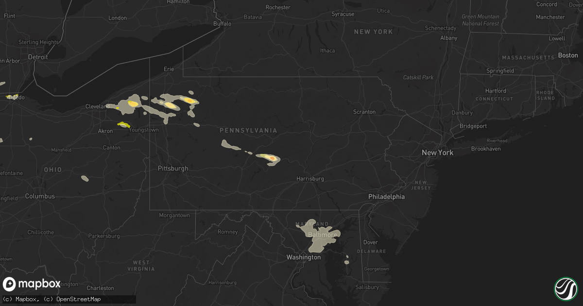 Hail map in Pennsylvania on June 18, 2014
