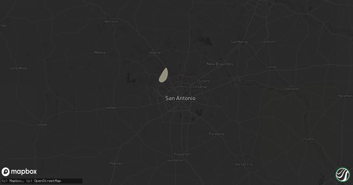 Hail map in San Antonio, TX on June 18, 2014