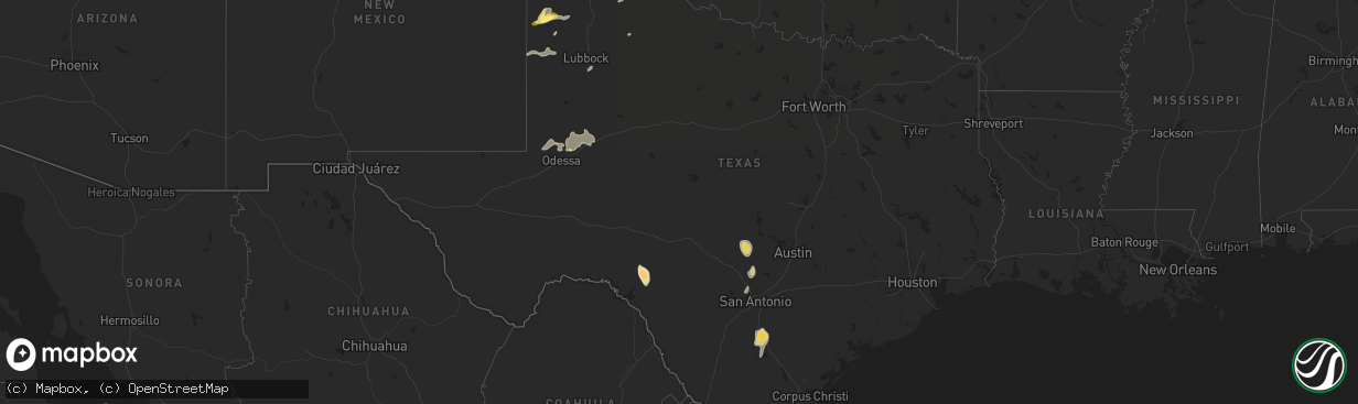 Hail map in Texas on June 18, 2014