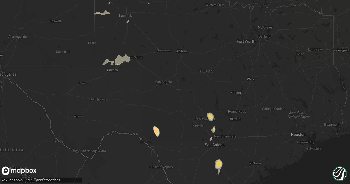 Hail map in Texas on June 18, 2014