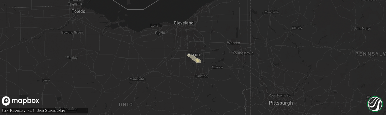 Hail map in Akron, OH on June 18, 2015