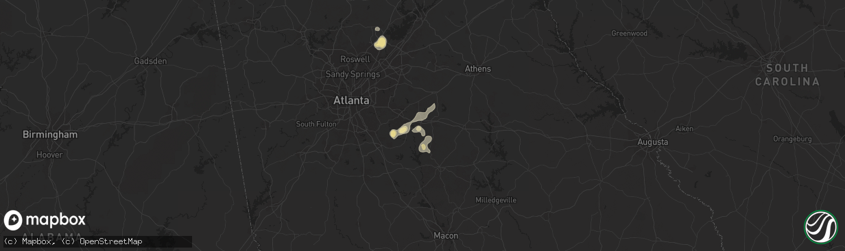 Hail map in Covington, GA on June 18, 2015