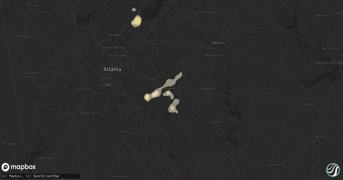 Hail map in Covington, GA on June 18, 2015