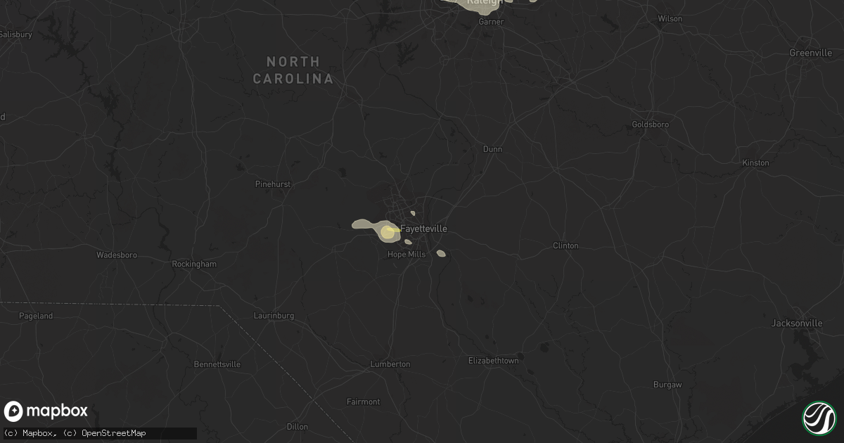 Hail map in Fayetteville, NC on June 18, 2015