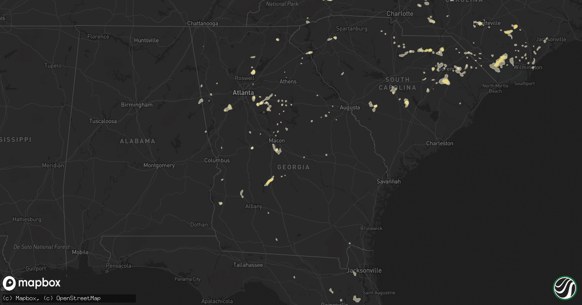 Hail map in Georgia on June 18, 2015