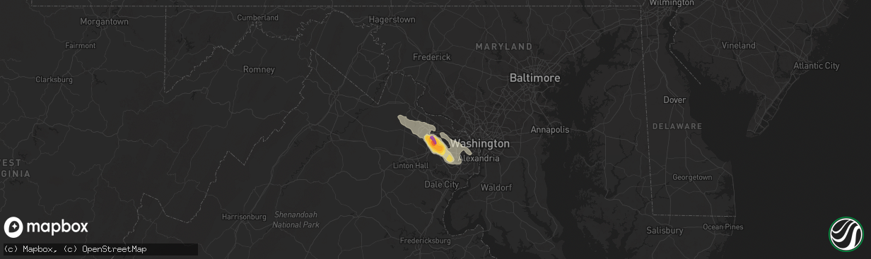 Hail map in Herndon, VA on June 18, 2015