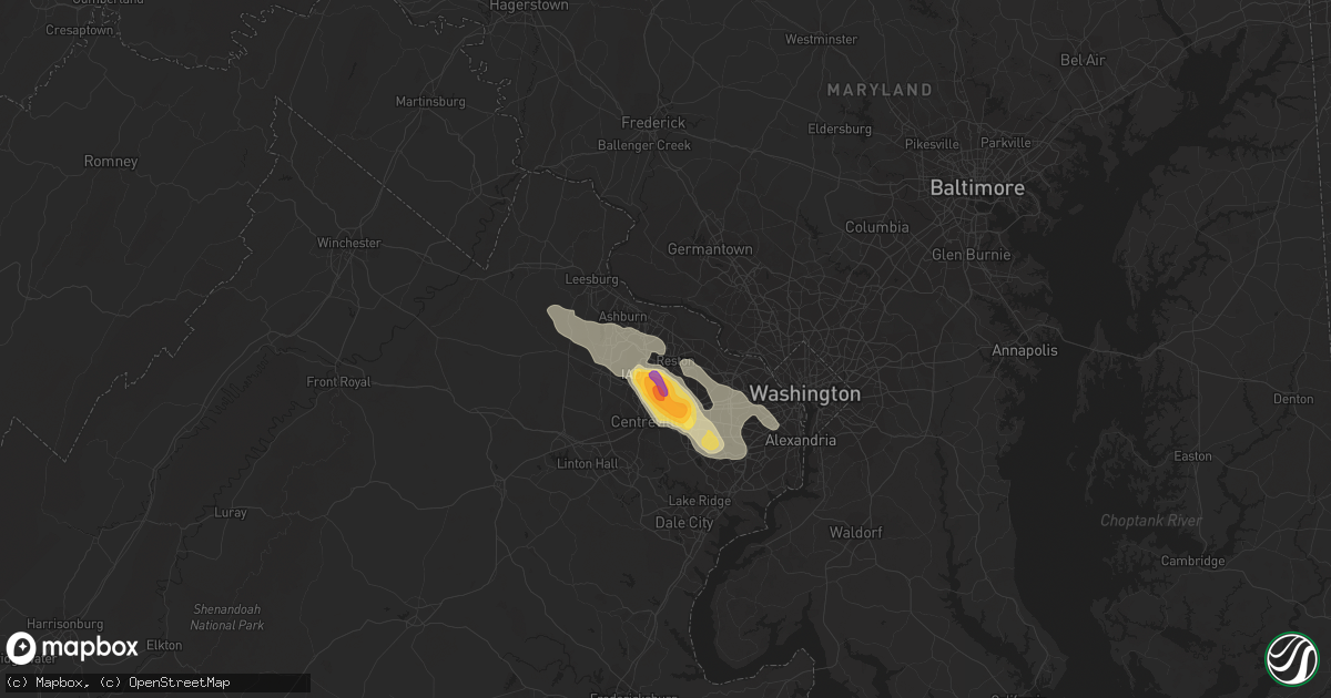 Hail map in Herndon, VA on June 18, 2015
