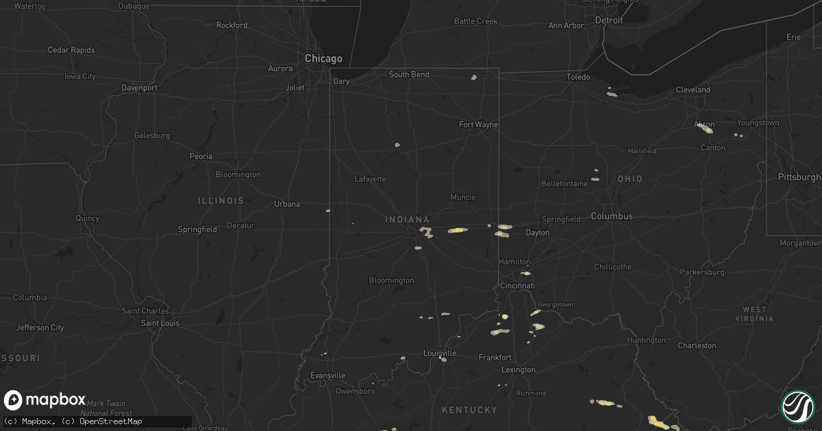Hail map in Indiana on June 18, 2015