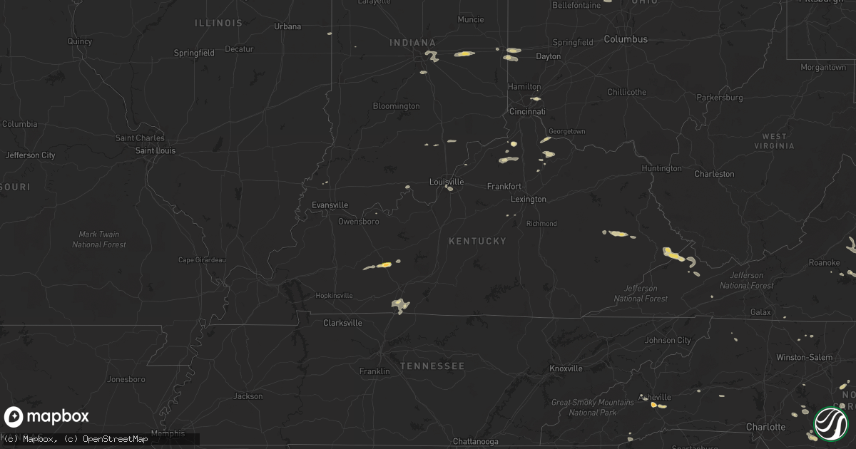 Hail map in Kentucky on June 18, 2015