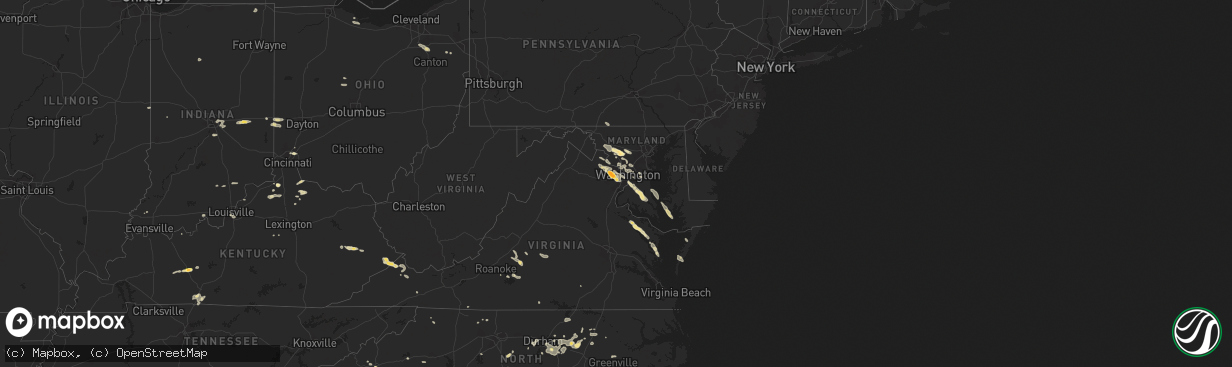 Hail map in Maryland on June 18, 2015