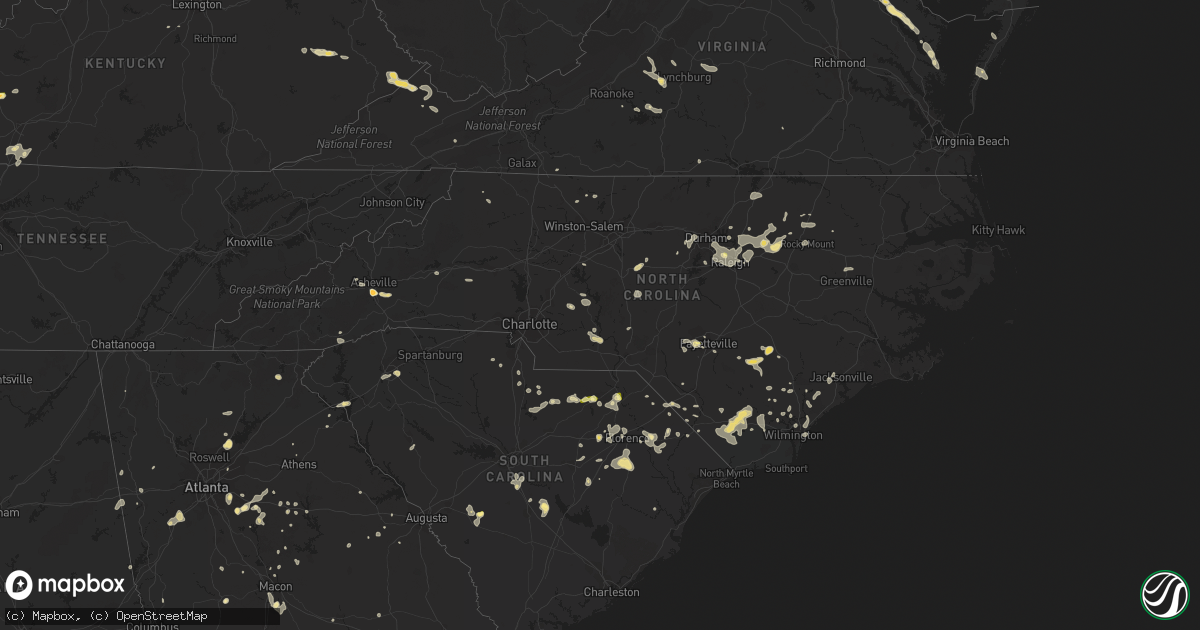 Hail map in North Carolina on June 18, 2015